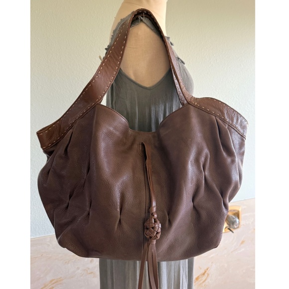 J.Jill Brown Genuine Leather Hobo Y2K Large Purse - Picture 1 of 10